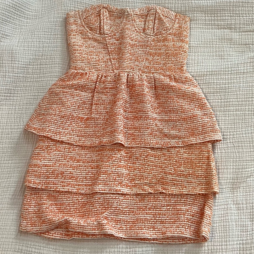 Peach and white tweed Alice + Olivia dress, size 2